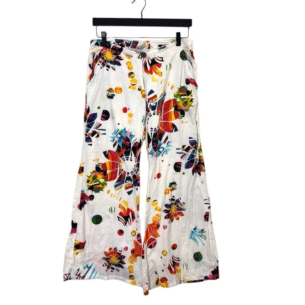 Allen Simplement Wide Leg Pants Size L/XL Low Rise Whimsical Festival Boho Artsy